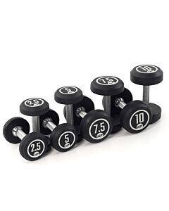 Ronde Rubber dumbbellset: 2.5 - 10 kg