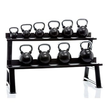 Kettlebell rubber/chrome 4-24 kg voordeelset incl. opbergrek