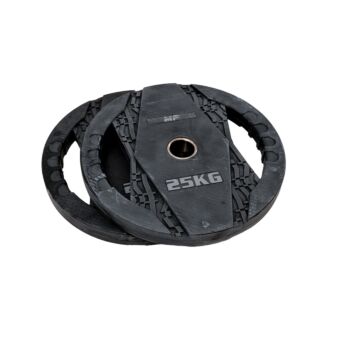MP2005 Olympische rubber halterschijven 2 grips 25 KG SPECIALE PRIJS